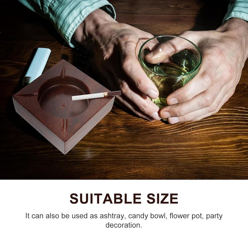 منفضة سجائر من خشب الجوز بسيطة ومتينة لحمل رماد السجائر للاستخدام الداخلي - Image 4